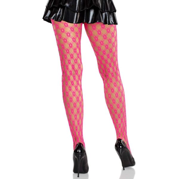 LEG AVENUE HOSIERY – leg avenue - nėriniai panty su akytių neon rožinis - Image 2