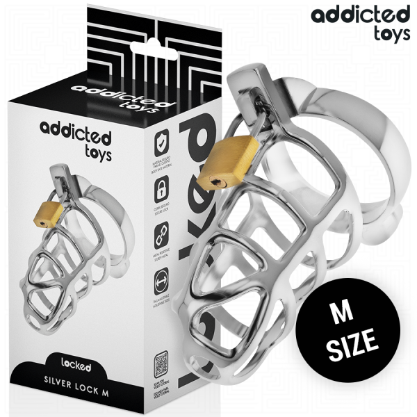 ADDICTED TOYS LOCKED – sidabro užranka penio kalėjimui metalas dydis m
