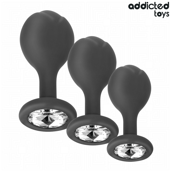 ADDICTED TOYS – 3 dalių silikoninių analinių kamštukų rinkinys su deimantu - Image 2