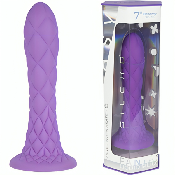 SILEXD – svajingas dildas fantazijos skystas silikonas šilumos reaktyvus violetinis 18.5 cm - Image 2