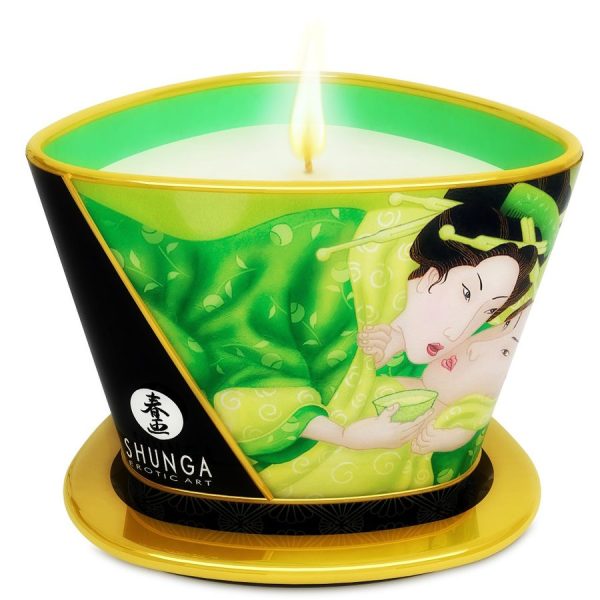 SHUNGA CANDLES – shunga - mini švelnumas žvakės masažui žalioji 170 ml
