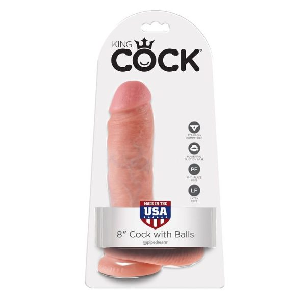 KING COCK – 8 dildo kūno spalvos su kamštais 20.3 cm - Image 2