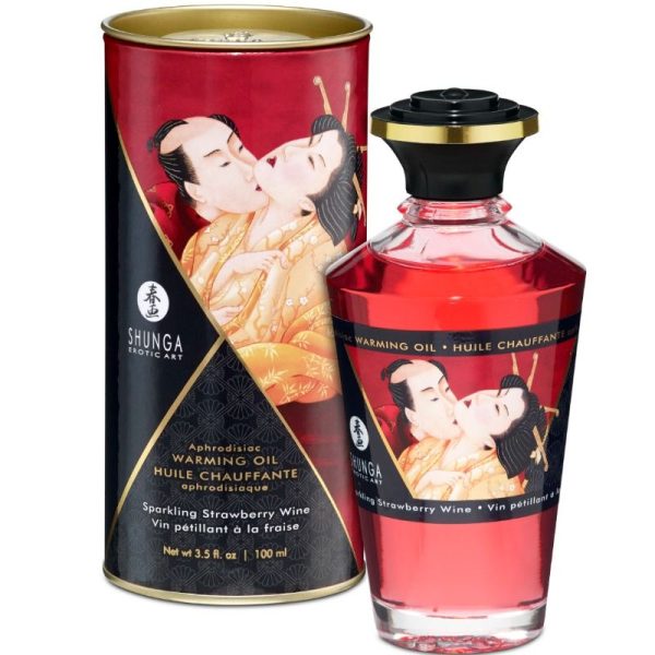 SHUNGA OILS – shunga - braškės ir cava šilumos efektas masažo aliejus 100 ml