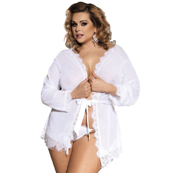 SUBBLIME QUEEN PLUS SIZE – subblime - queen plus balta babydollo su pomponai