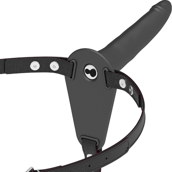 FETISH SUBMISSIVE HARNESS – juodas silikoninis vibratorius 15 cm