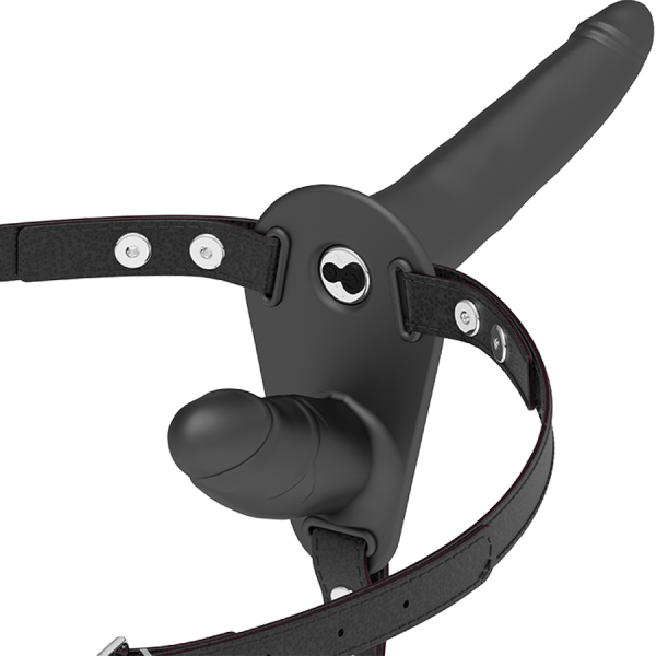FETISH SUBMISSIVE HARNESS – dviguba penetracija juodas vibratorius
