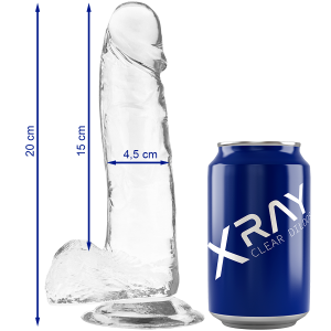 X RAY - Skaidrus dildo su sėklidėmis 20 cm