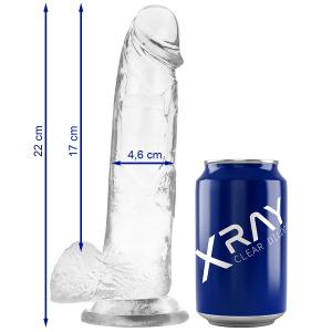 X RAY - Skaidrus realistiškas penis su kamuoliukais 22 cm