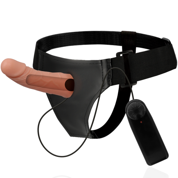 HARNESS ATTRACTION – tuščiaviduris diržas su vibratoriu 15 cm -o- 5 cm - Image 3