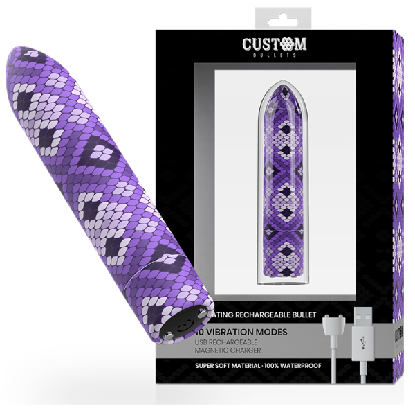 CUSTOM BULLETS - Purpurinė Įkraunama Vibruojanti Kulka