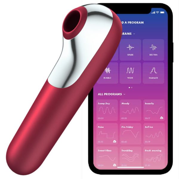 SATISFYER CONNECT – satisfyer - dual love vibratorius ir siurblys su pulsuojančia ora raudonas