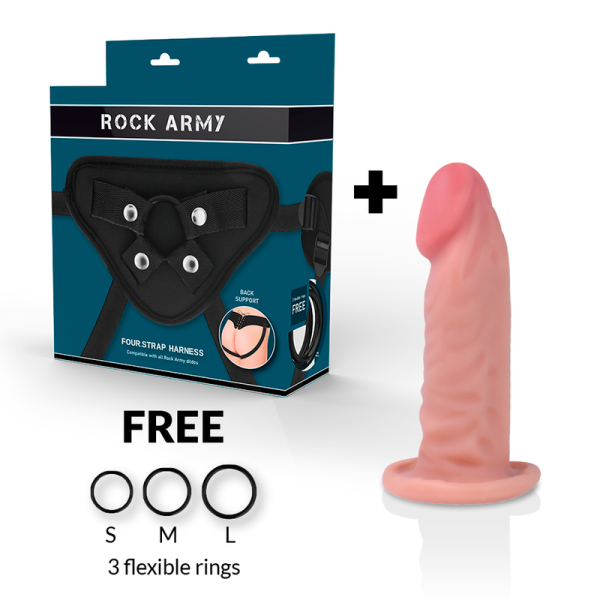 ROCK ARMY – rockarmy - diržas + dual density tigro realistinis dildas 14 cm -o- 4.46 cm - Image 2