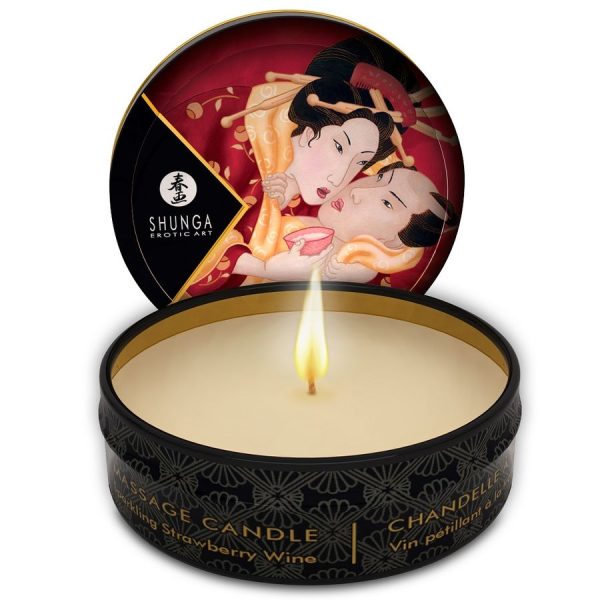 SHUNGA - MINI CARESS BY CANDELIGHT STRAWBERRIES AND CAVA MASSAGE CANDLE 30 ML - Image 2