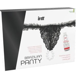 INTT RELEASES - Juodos Braziliškos kelnaitės su perlais ir lubrika