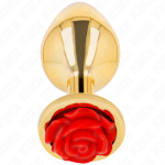 KINK PLEASURE PLUGS KINK - Auksinis analinis kamštis su raudona roze S d