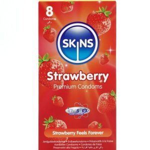 SKINS - Braškių Premium Prezervatyvai 8 vnt.