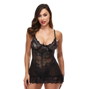 Baci Juoda Nėrinių Chemise M/L