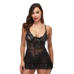 Baci Mini Nėriniuota Chemise Juoda S/M