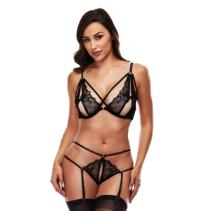 Baci Strappy Garter Lingerie Set Juodas M/L