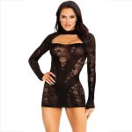 LEG AVENUE - Juoda nėriniuota mini suknelė