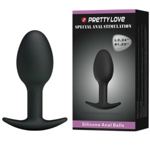 PRETTY LOVE - Silikoninis analinis kaištis 6.5 cm juodas