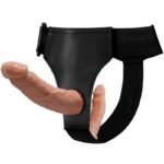 BAILE dvigubas TPR dildo su reguliuojamu dirželiu