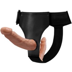 BAILE dvigubas TPR dildo su reguliuojamu dirželiu