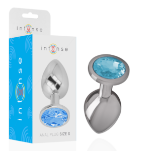 INTENSE ANAL TOYS aliumininis analinis kaištis su mėlynu kristalu S