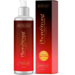 Pherostrong riboto leidimo masažo aliejus su feromonais moterims, 100 ml