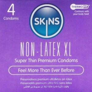 SKINS prezervatyvai be latekso XL, 4 vnt.