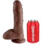 KING COCK rudas dildo su sėklidėmis, 20,3 cm