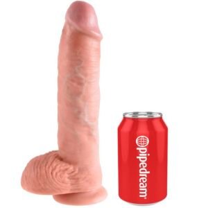 KING COCK kūno spalvos dildo su sėklidėmis, 26,5 cm