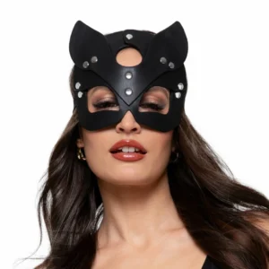 Bedroom Fantasies Kinky Kitty dirbtinės odos kaukė, juoda