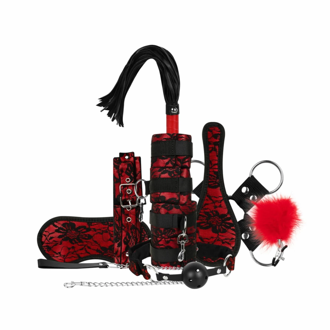 Bedroom Fantasies 8 dalių nėrinių ir odos imitacijos bondage rinkinys, - Image 2