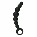 Easytoys Sinner Gear analinis kaištis su rutuliukais ir kilpa pirštui, juodas, vidutinis