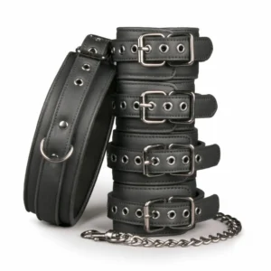 Easytoys Bondage rinkinys – reguliuojamas antkaklis ir manžet
