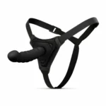 Easytoys strap-on rinkinys su lenktu dildo, juodas
