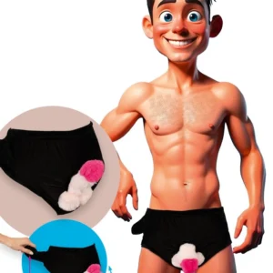 [BRAND] Novelty Briefs su pripučiamu pliušu, One Size, Black