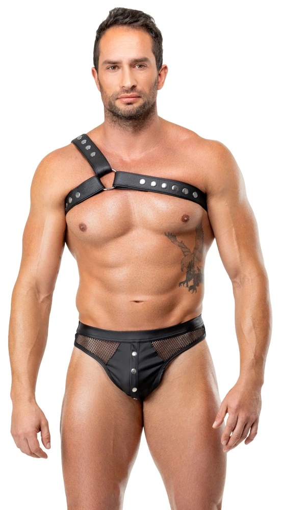 ZADO vyriškas odinis harness XL–2XL (juodas) - Image 4