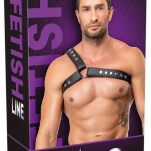 ZADO vyriškas odinis harness XL–2XL (juodas)