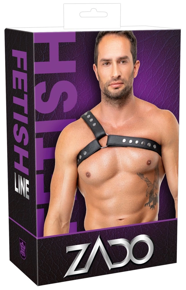 ZADO vyriškas odinis harness XL–2XL (juodas)