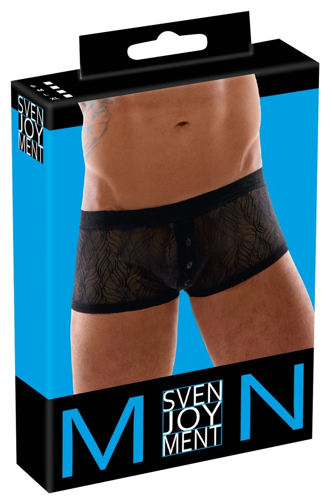 Svenjoyment Vyriškos XL tamprios nėriniuotos kelnės, juodos