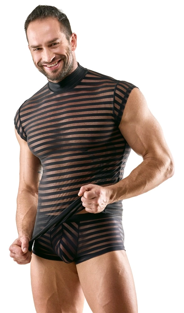 Svenjoyment Men's Shirt L Black Transparent Striped - Image 3