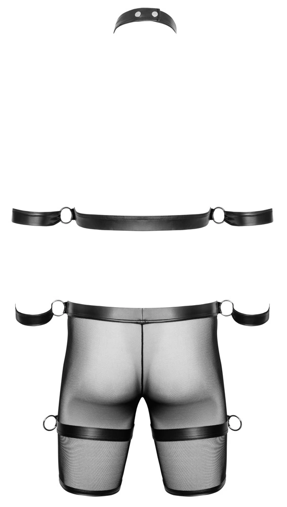 Svenjoyment Bondage vyriškas Powernet juodas diržų komplektas M - Image 8