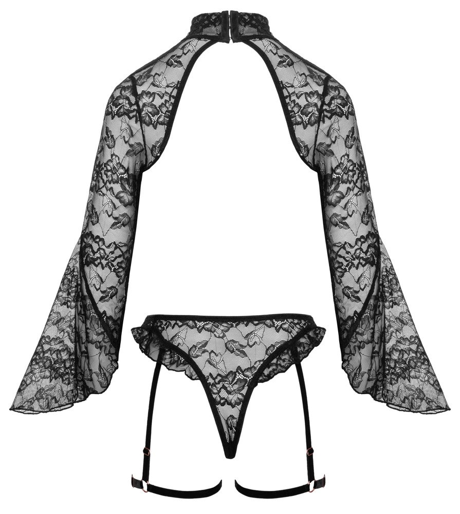 Abierta Fina atviro kaušelio bolero rinkinys, juodas, M - Image 8