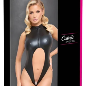 Cottelli atviras bodis su užtrauktuku, juodas, L