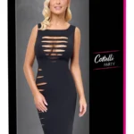 Cottelli tinklinė suknelė su iškirpimais, juoda, M