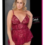 Cottelli CURVES naktinukas su kelnaitėmis, tamsiai raudonas, 2XL
