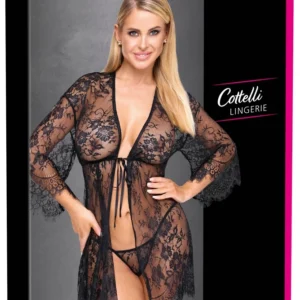 Cottelli LINGERIE Kimono Lace 2XL/3XL – Black