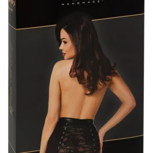 Noir Orgia mini sijonas su nėriniais, juodas, S